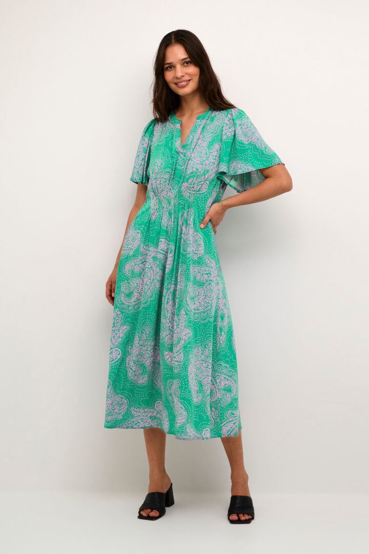 CULTURE CUPOLLY LONG DRESS GREEN PINK