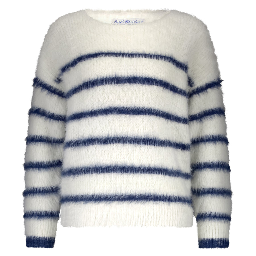 Red Button SRB4616 Fuzzy Sweater and stripe blue