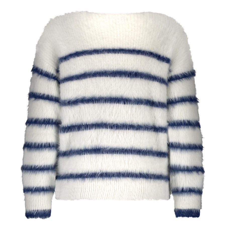Red Button SRB4616 Fuzzy Sweater and stripe blue