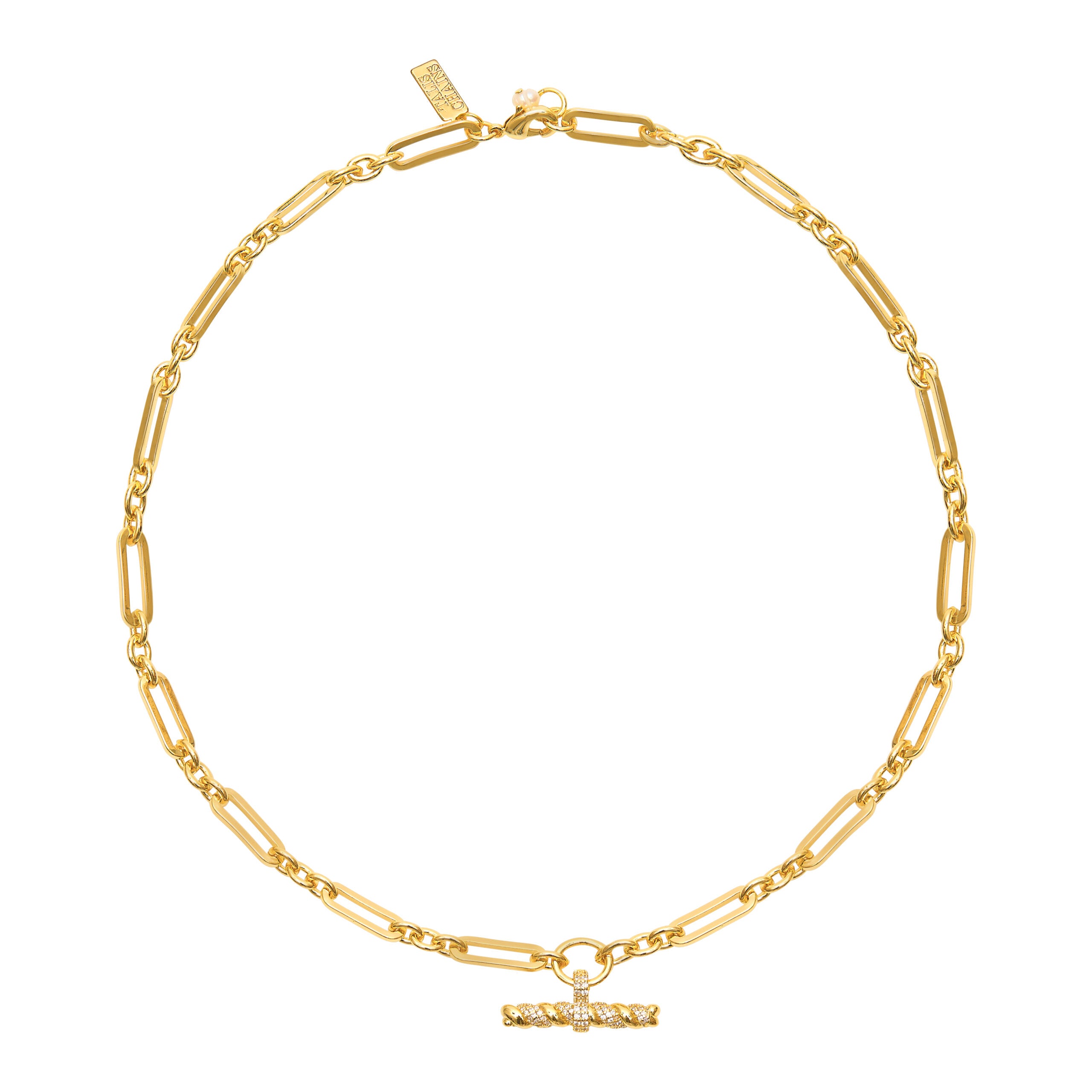 Talis Chains T Bar necklace white
