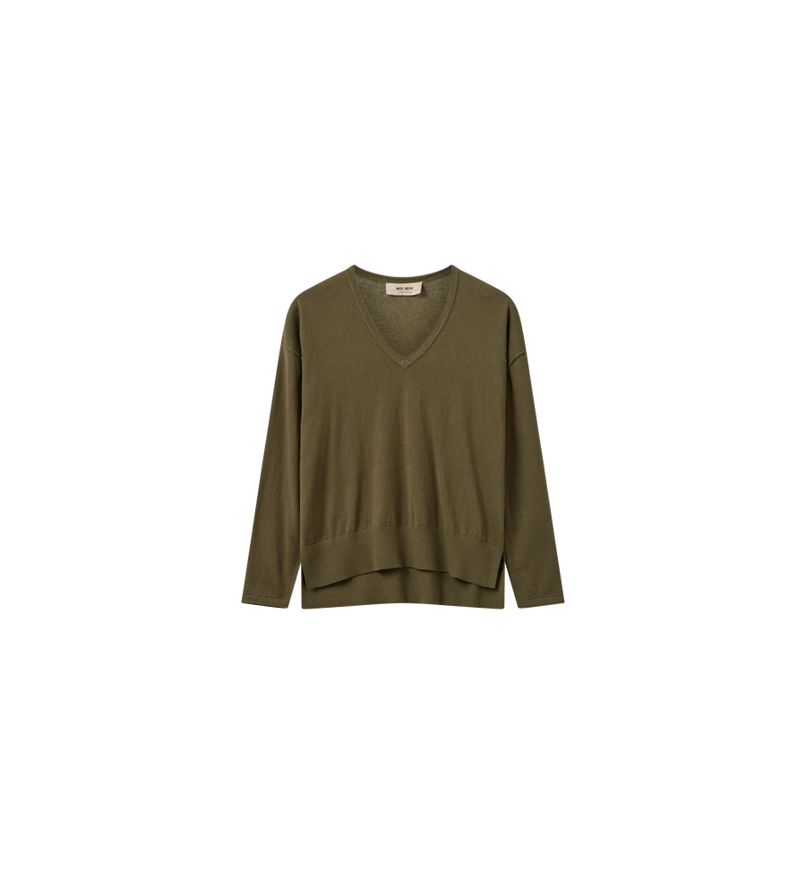 Mos Mosh Mmtani V Neck Knit Burnt Olive