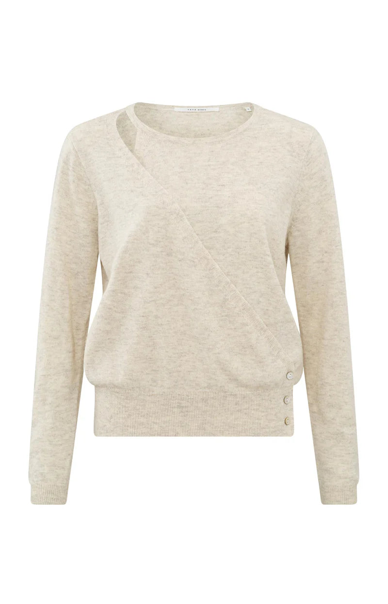 Yaya 01-000443-502 sweater with deep round neck