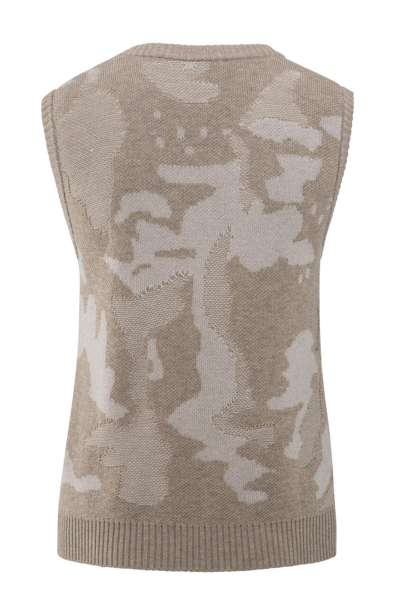 Yaya 01-000481-507 Sleeveless jacquard knit top