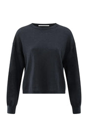 Yaya 01-000487-508 Textured knitted sweater blue