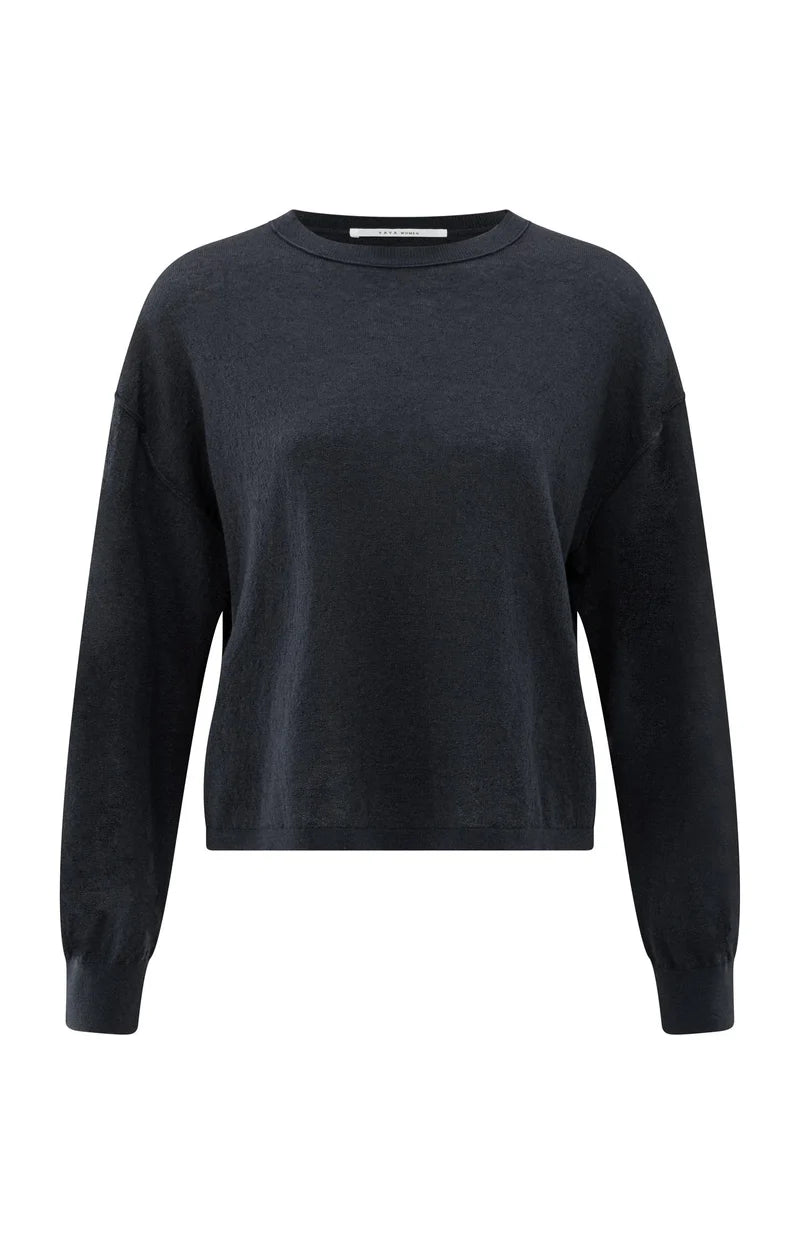 Yaya 01-000487-508 Textured knitted sweater blue