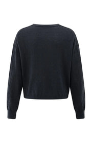 Yaya 01-000487-508 Textured knitted sweater blue