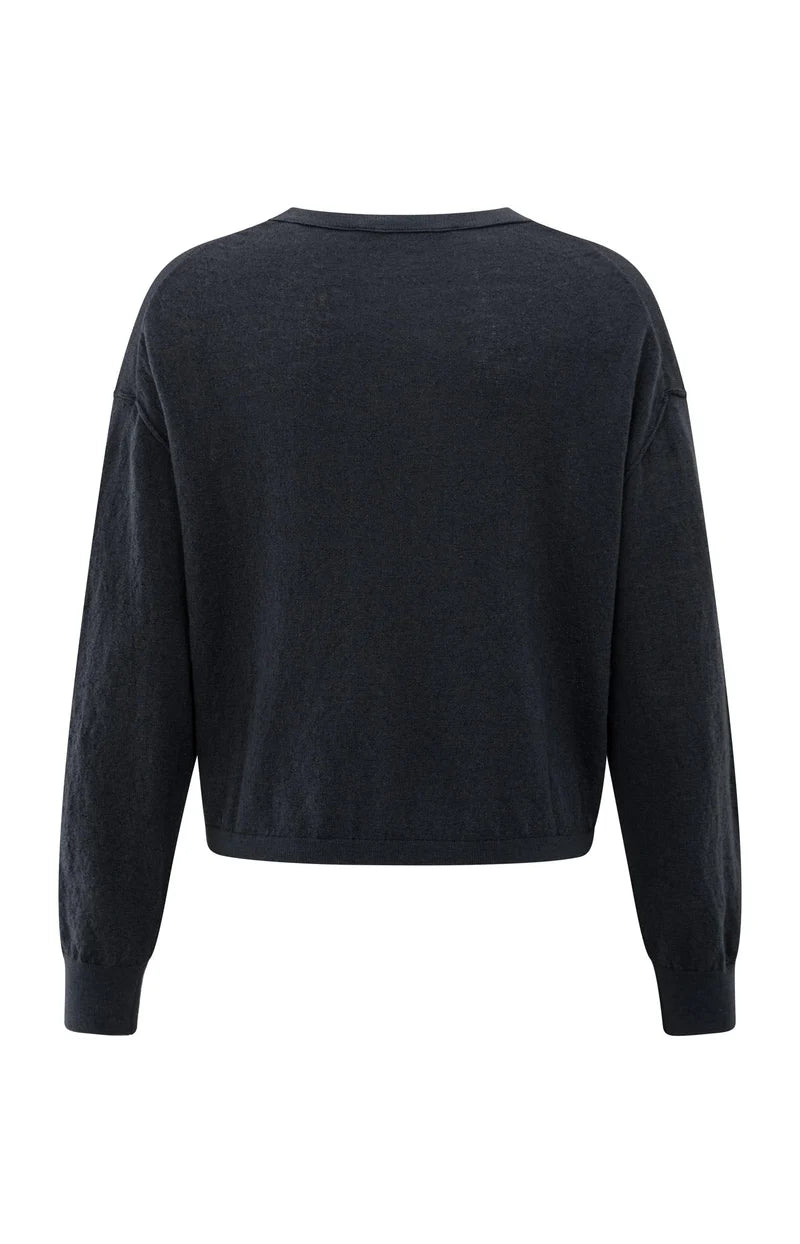 Yaya 01-000487-508 Textured knitted sweater blue