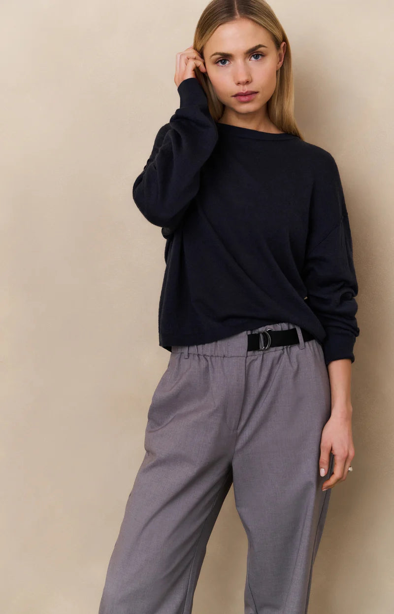 Yaya 01-000487-508 Textured knitted sweater blue