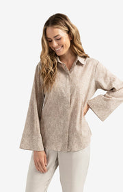 Yaya 01-201166-507 Leopard print blouse with back button detail