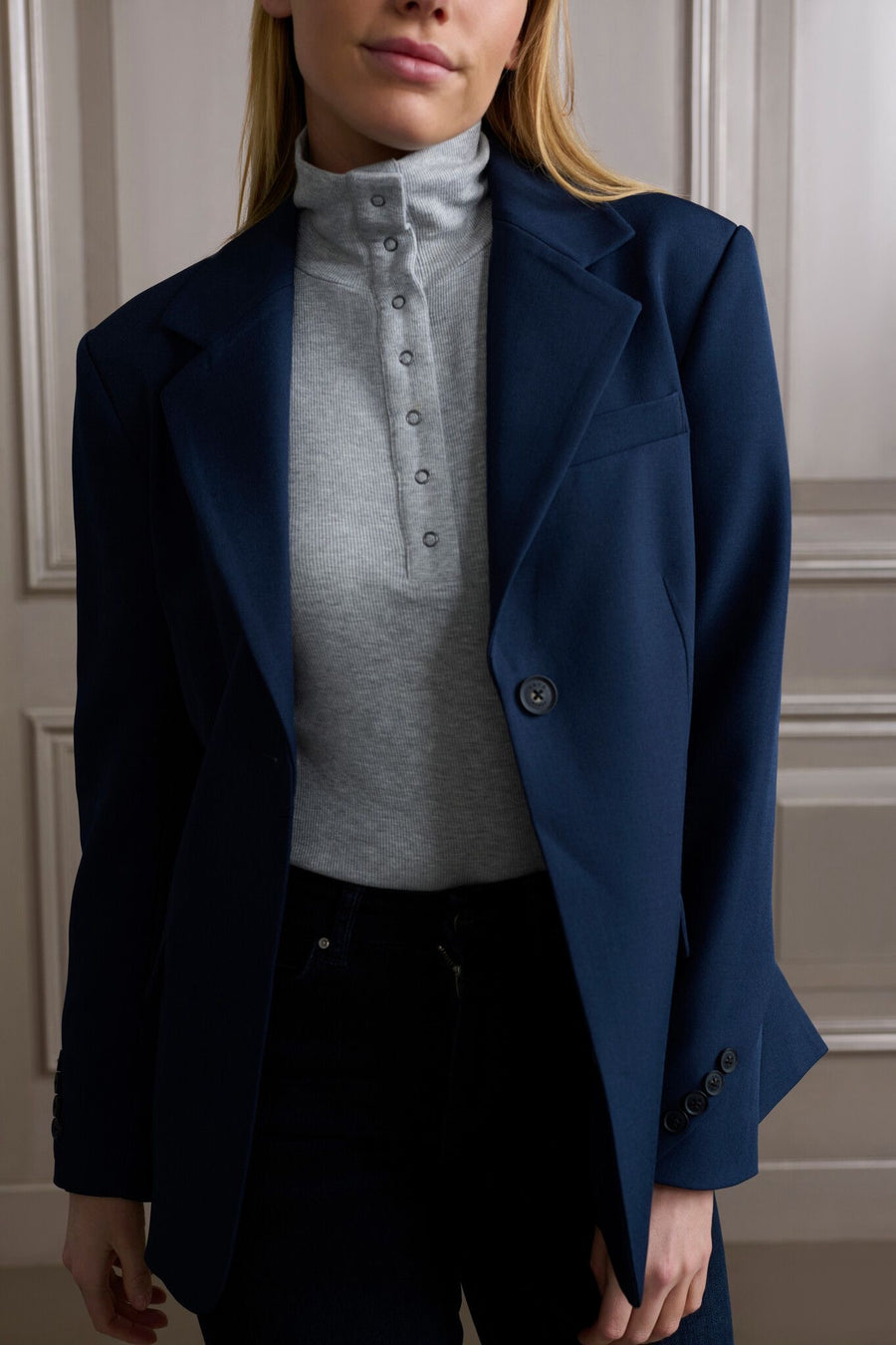 Yaya 01-501055-410 woven blazer navy
