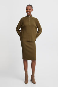 Byoung Bymmorla Halfzip Jumper Olive