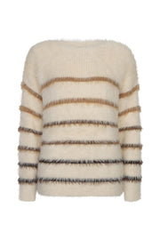 Red Button SRB5118 Fuzzy sweater and stripes cream/brown Smal