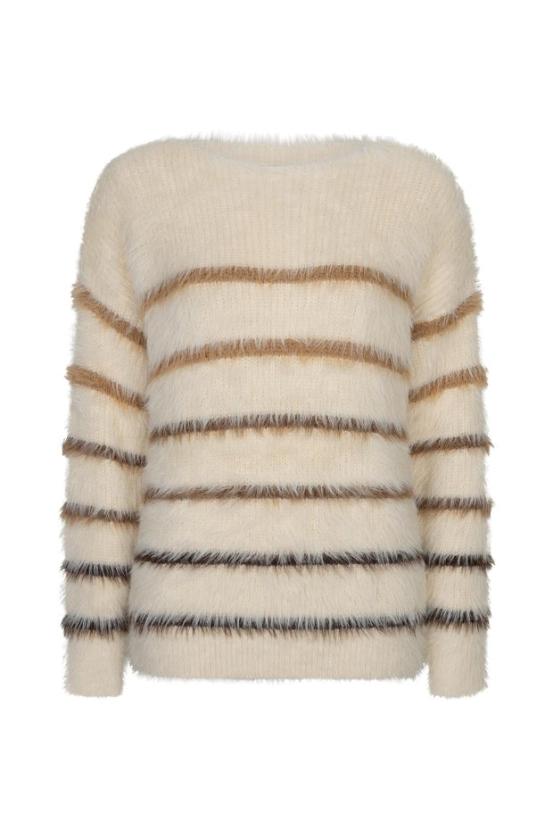 Red Button SRB5118 Fuzzy sweater and stripes cream/brown Smal