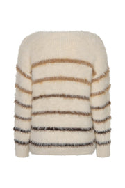 Red Button SRB5118 Fuzzy sweater and stripes cream/brown Smal