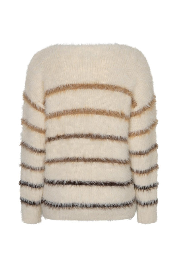 Red Button SRB5118 Fuzzy sweater and stripes cream/brown Smal