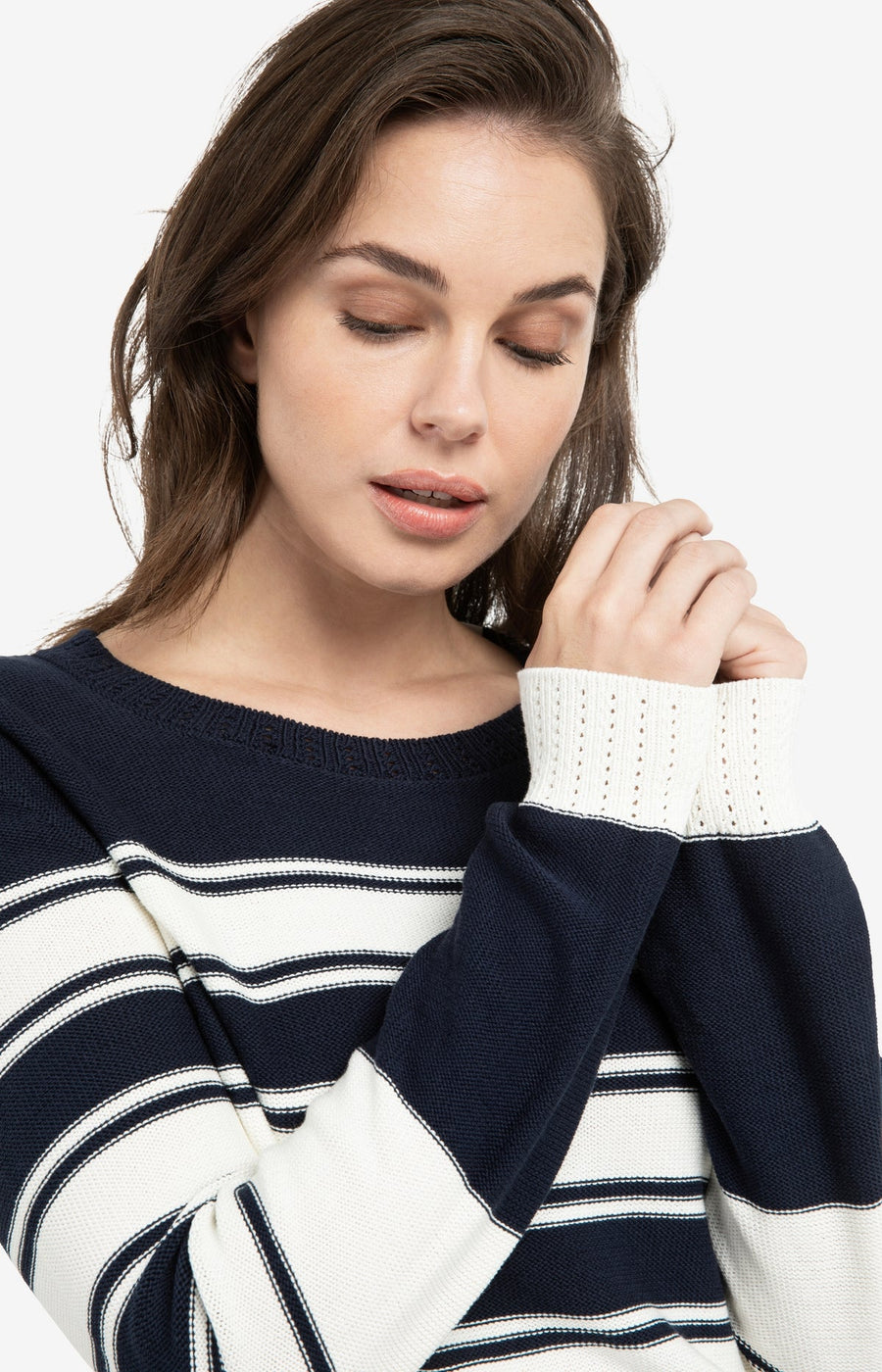 Yaya 01-000576 knitted sweater with stripes