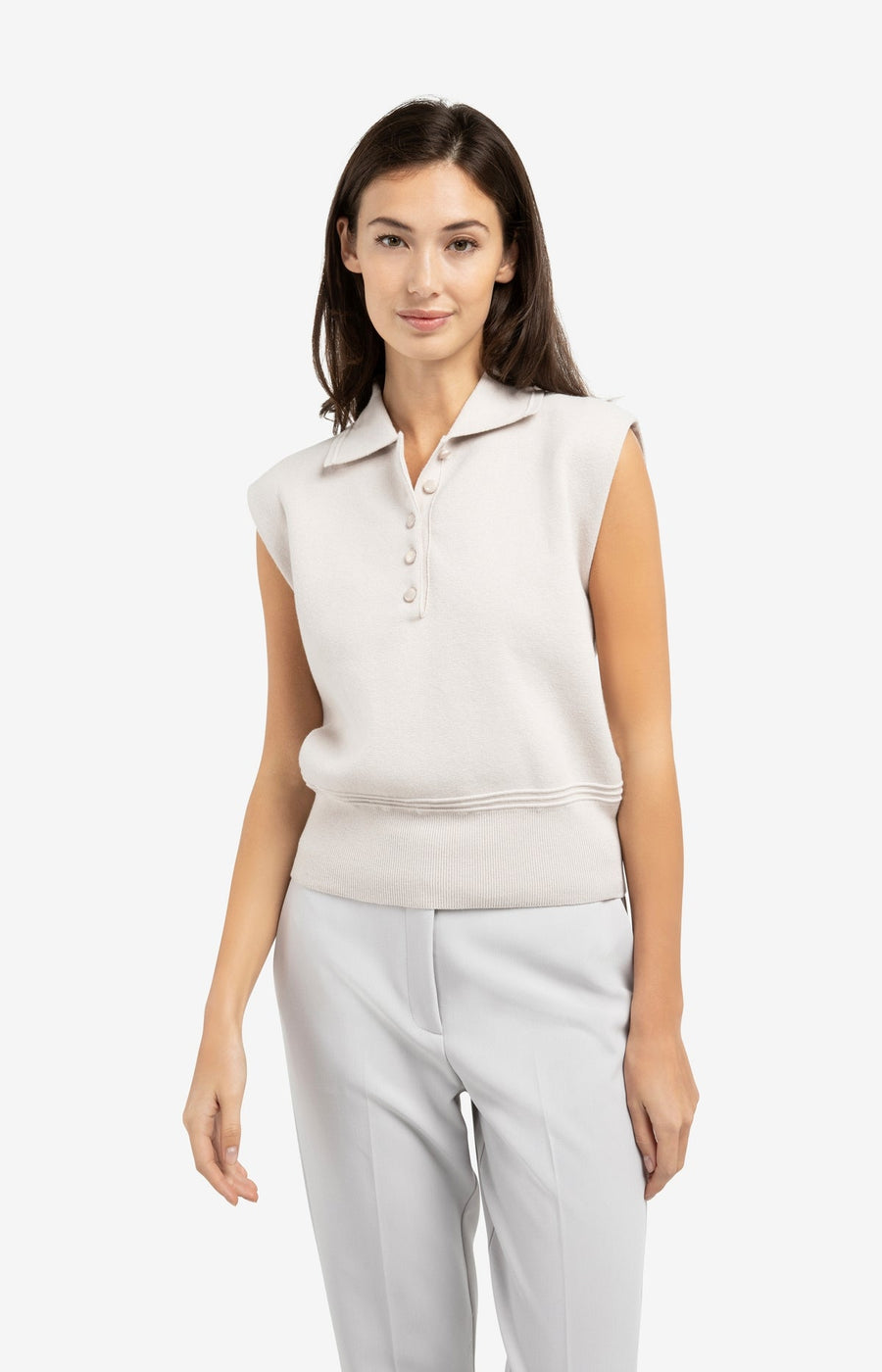 Yaya 01-000572 sleeveless sweater collar