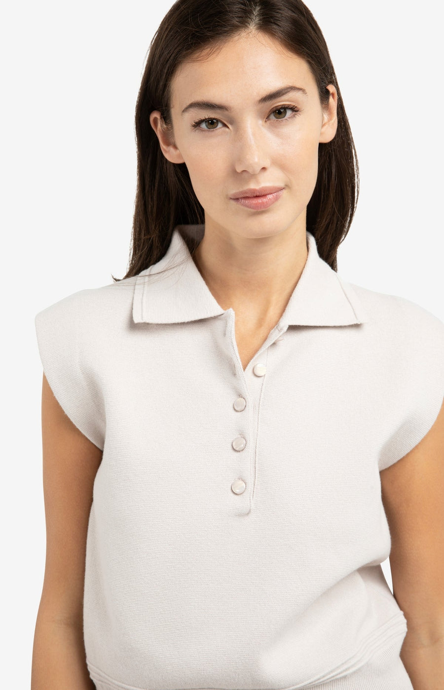 Yaya 01-000572 sleeveless sweater collar