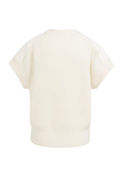 Yaya 01-000571 Knitted top woven shoulder details ecru