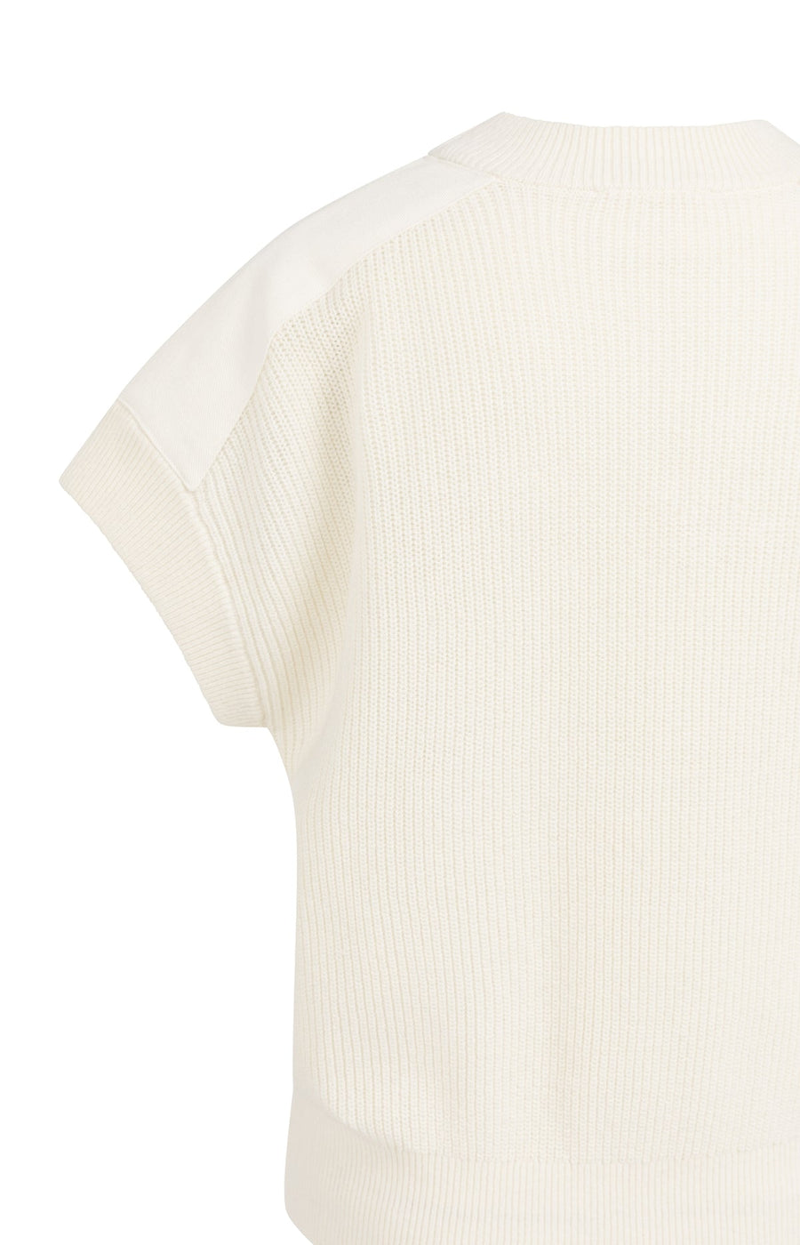 Yaya 01-000571 Knitted top woven shoulder details ecru
