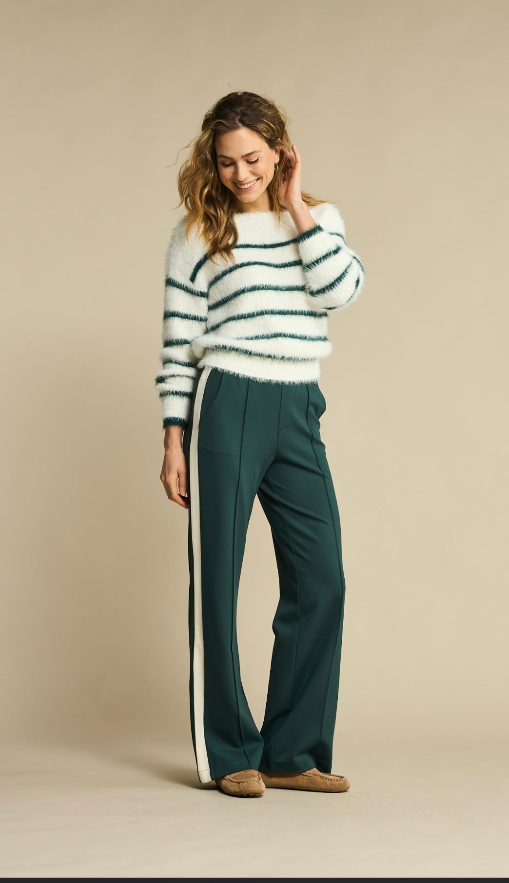 Red Button SRB4616 Fuzzy Sweater and stripe pine