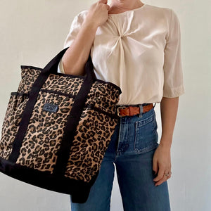 Sixton Leopard Print Backpack Dark Brown