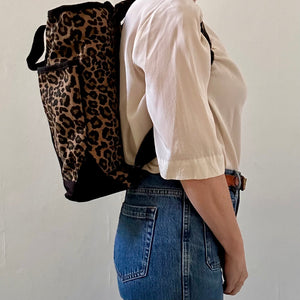 Sixton Leopard Print Backpack Dark Brown