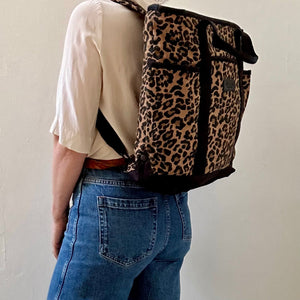 Sixton Leopard Print Backpack Dark Brown