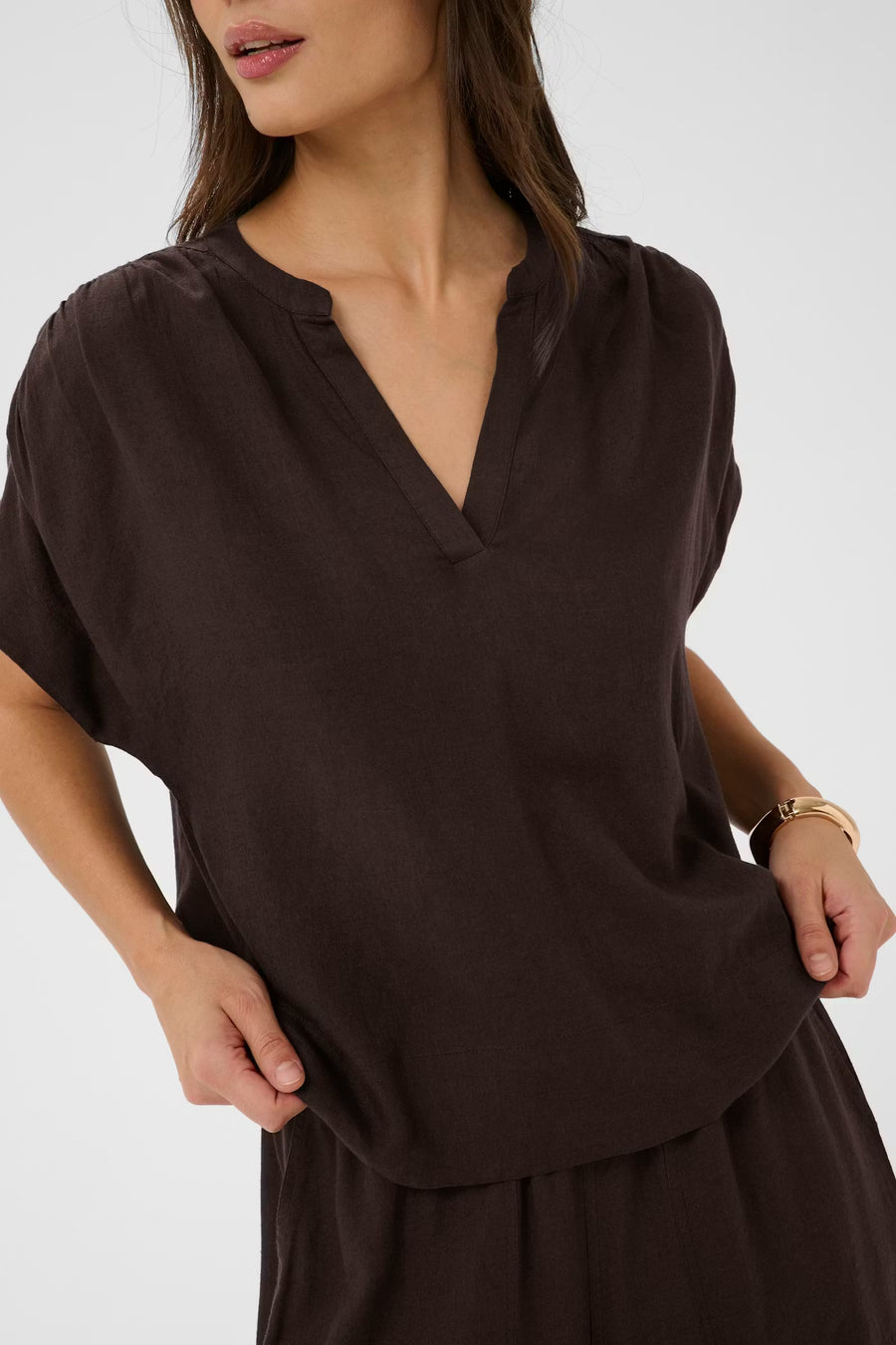 Kaffe KAmilia Wing SL blouse coffee