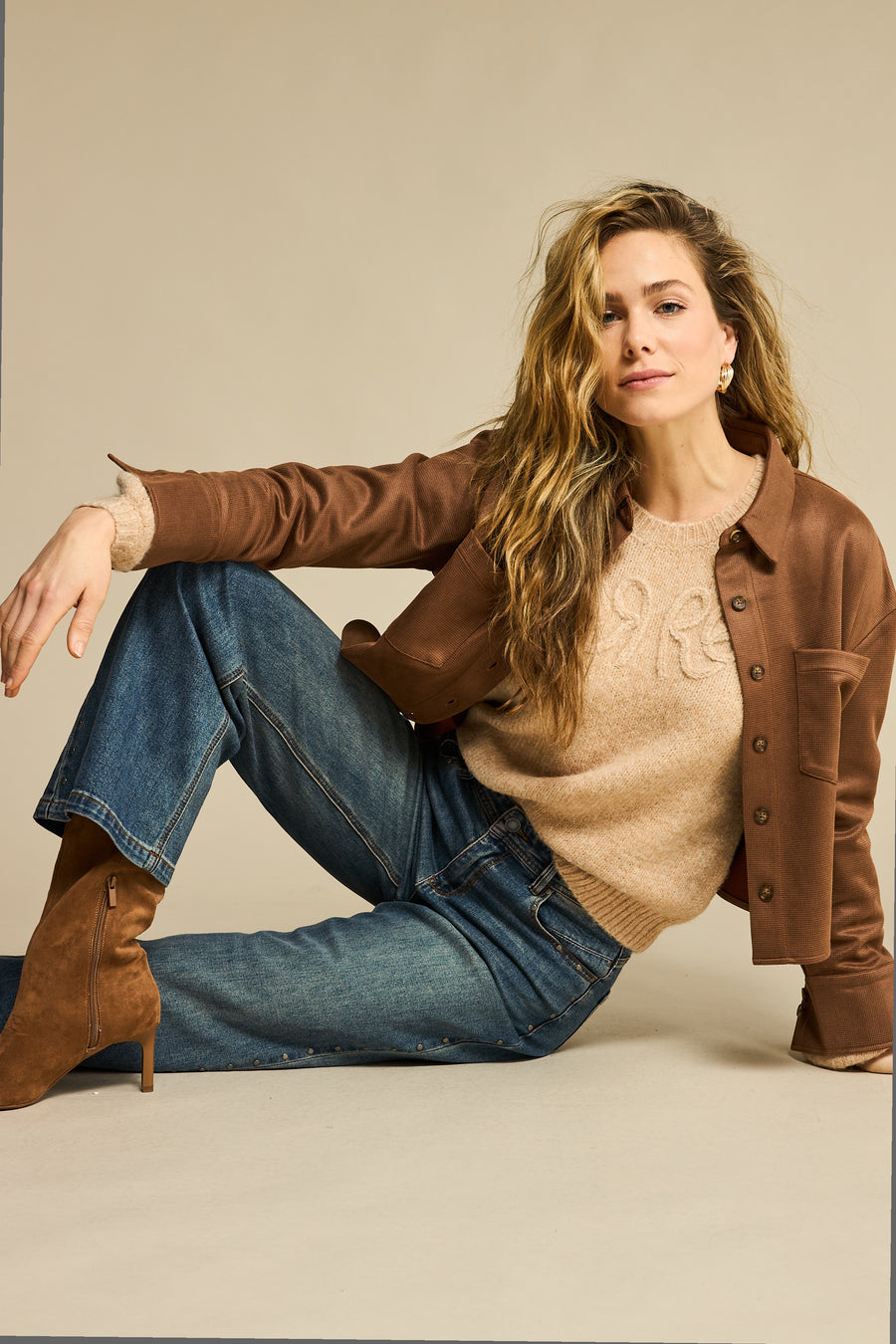 Red Button SRB4668 Blousejacket 2 tone faux suede