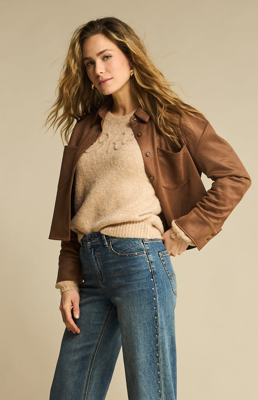 Red Button SRB4668 Blousejacket 2 tone faux suede