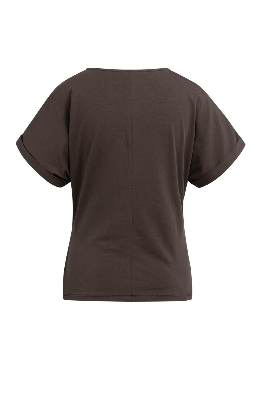 Yaya 01-709093 Top with round neck knot tie brown