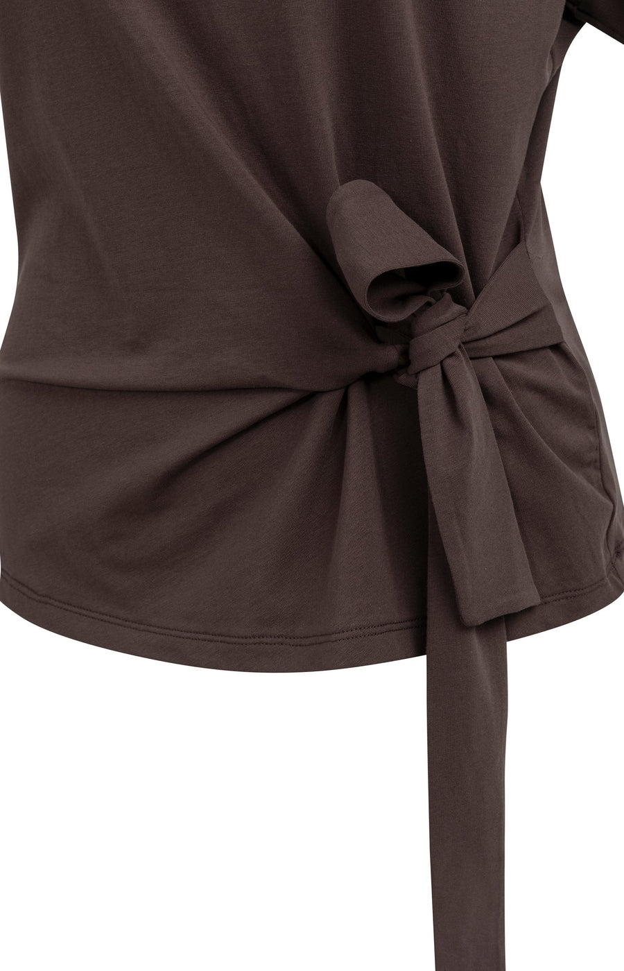 Yaya 01-709093 Top with round neck knot tie brown