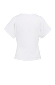 Yaya 01-709093 Top with round neck knot tie white  Smal