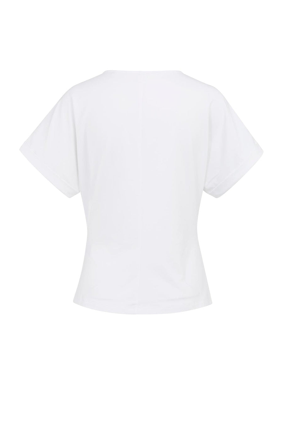 Yaya 01-709093 Top with round neck knot tie white  Smal