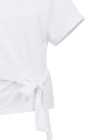 Yaya 01-709093 Top with round neck knot tie white  Smal