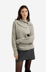 Yaya 01-000506 batwing sweater with collar
