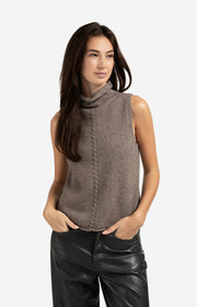 Yaya 01-000492 Cable high neck sleeveless sweater