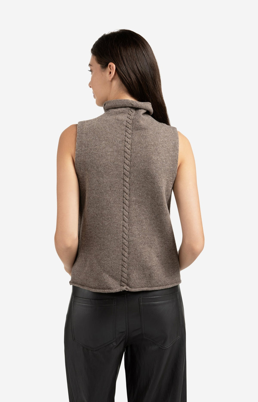 Yaya 01-000492 Cable high neck sleeveless sweater