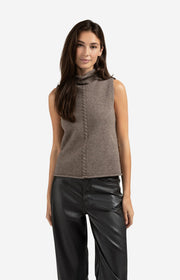 Yaya 01-000492 Cable high neck sleeveless sweater