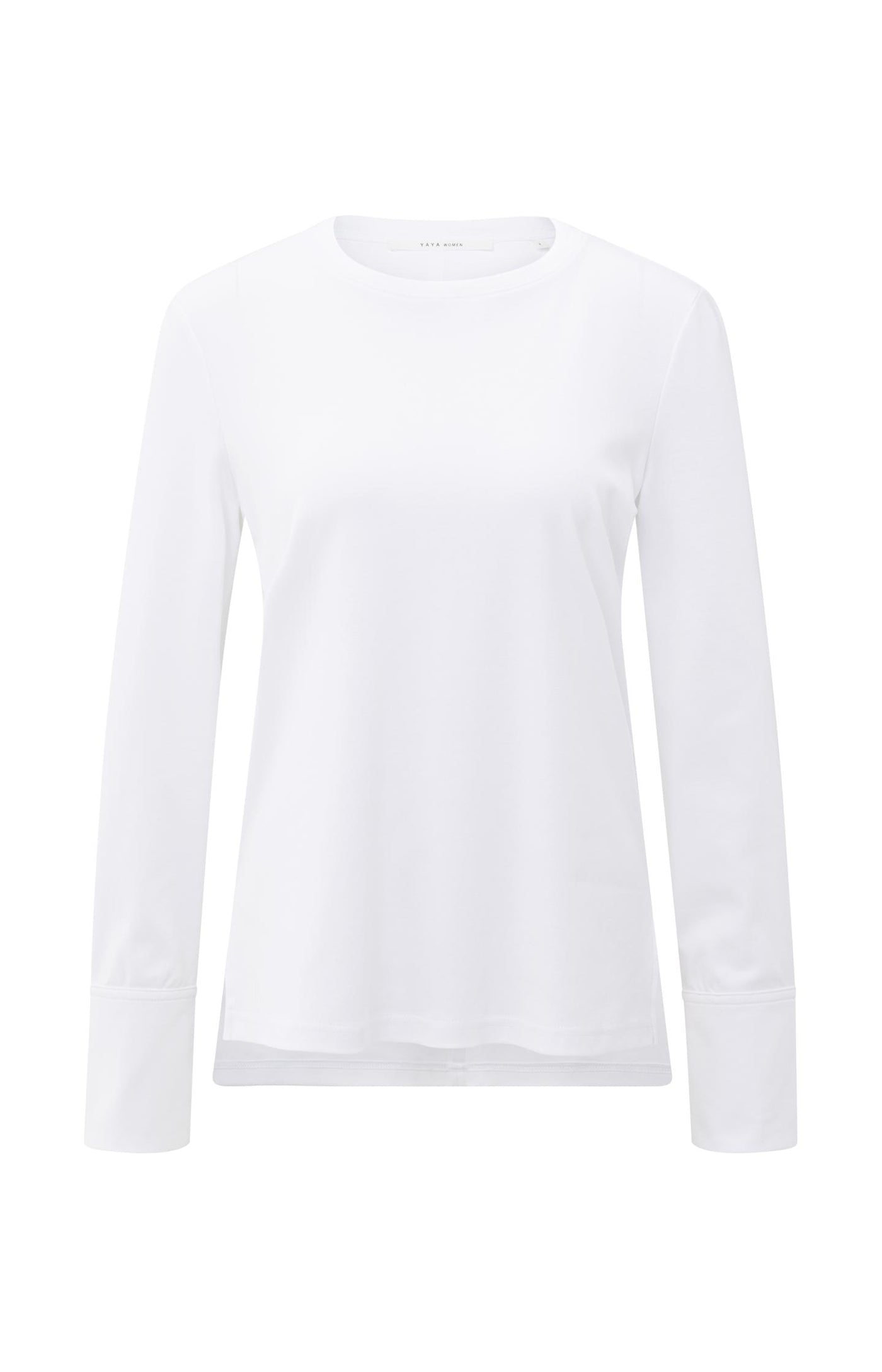 Yaya 01-709321 long sleeve jersey top with woven cuffs