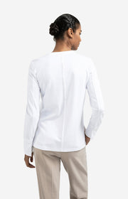 Yaya 01-709321 long sleeve jersey top with woven cuffs