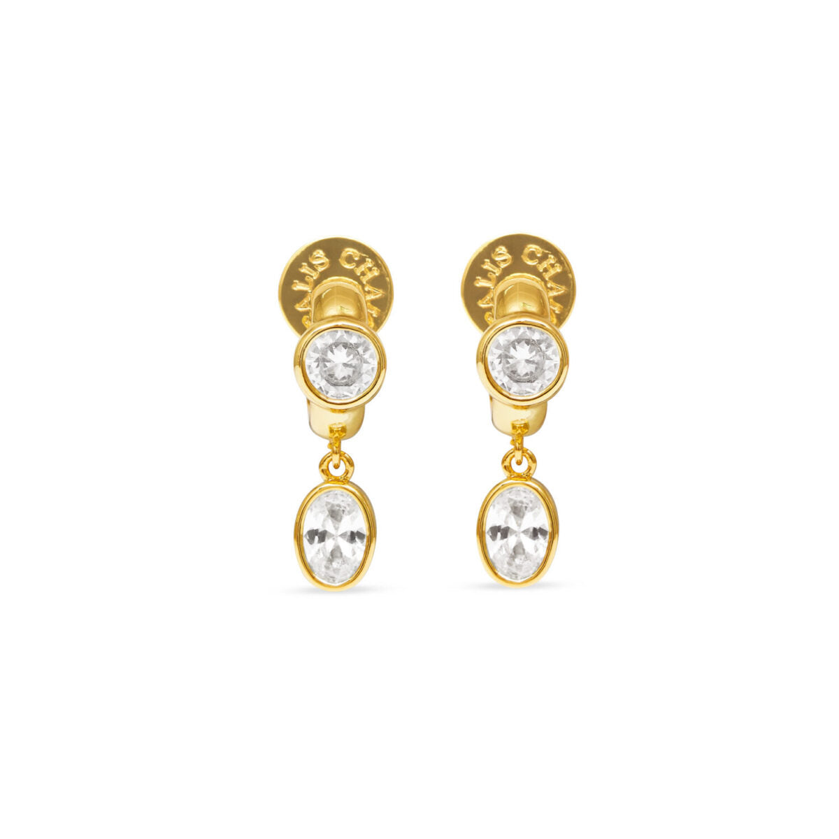 Talis Chains CZ Huggie one drop Studs clear