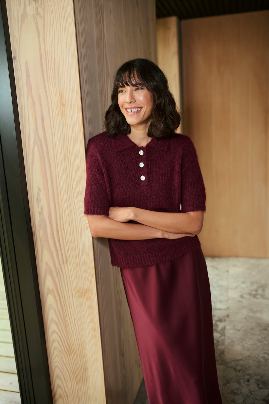Kaffe KAemilie polo pullover wine