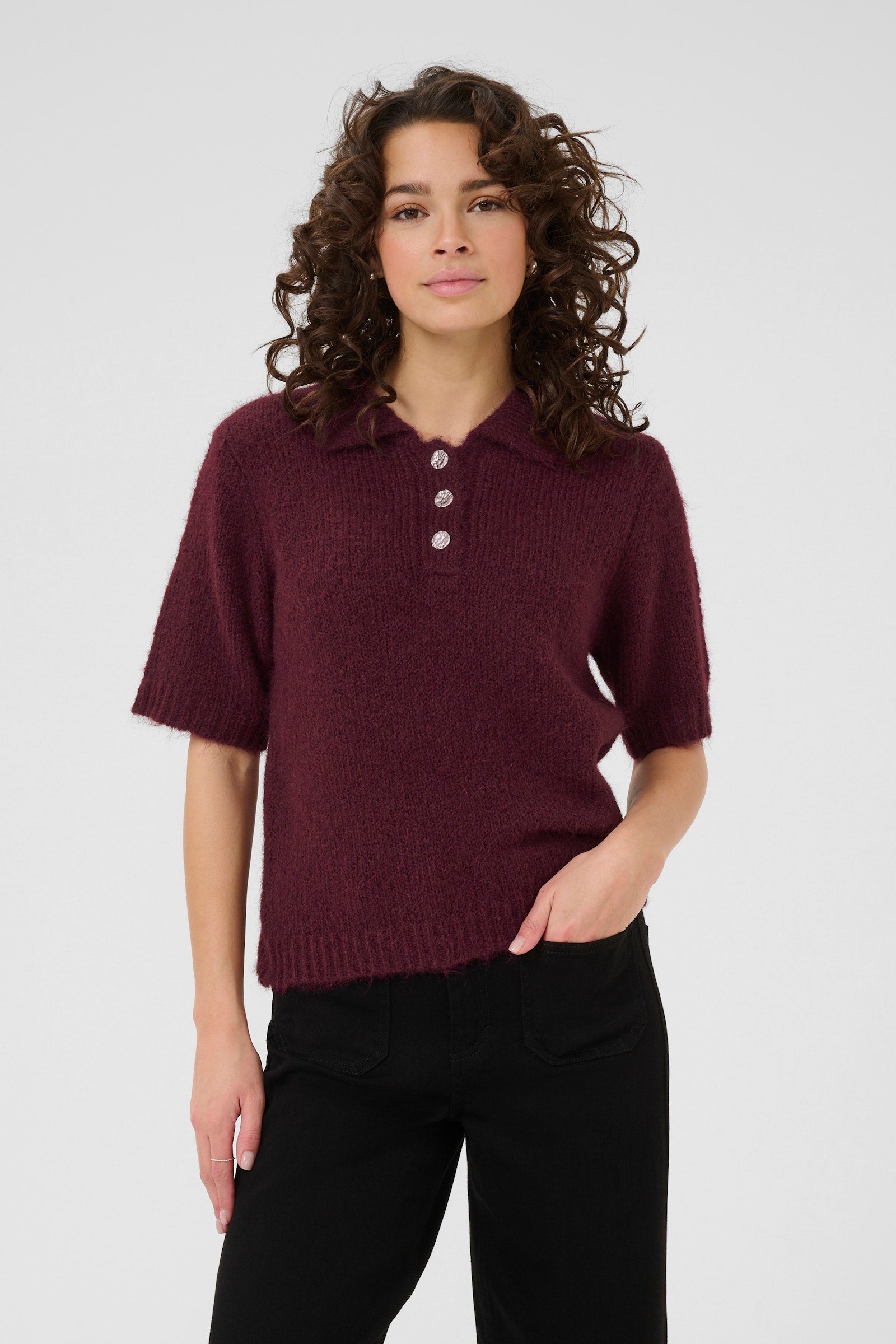 Kaffe KAemilie polo pullover wine