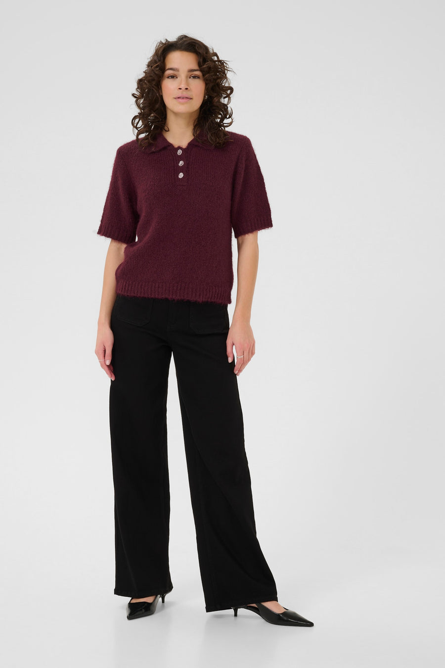 Kaffe KAemilie polo pullover wine