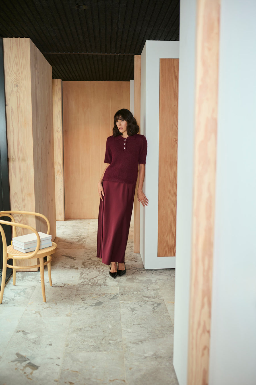Kaffe KAemilie polo pullover wine