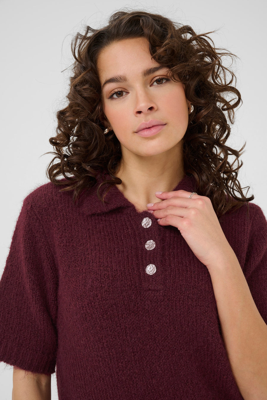 Kaffe KAemilie polo pullover wine
