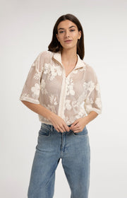 Yaya 01-201234 Crochet jacket beige