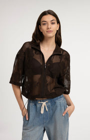 Yaya 01-201234 Crochet jacket brown